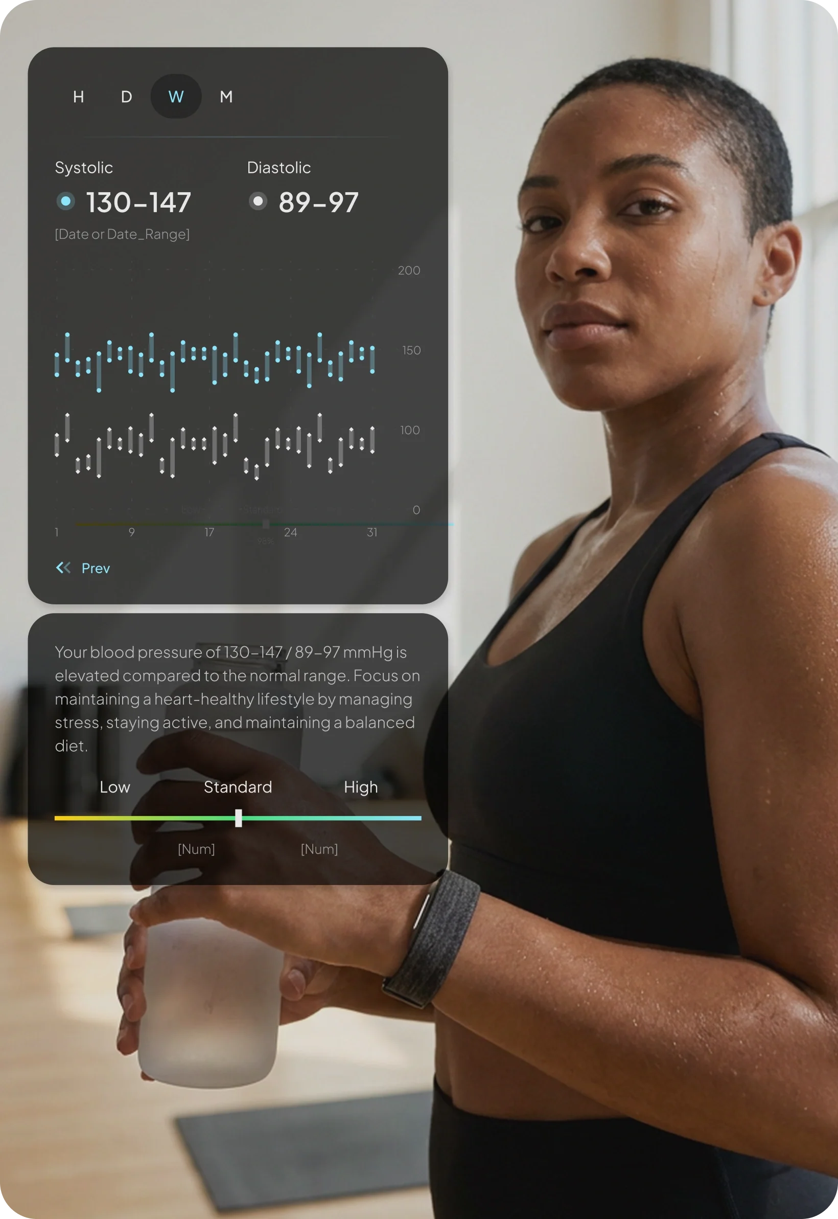 Hume Band blood-pressure trend tracking in the app